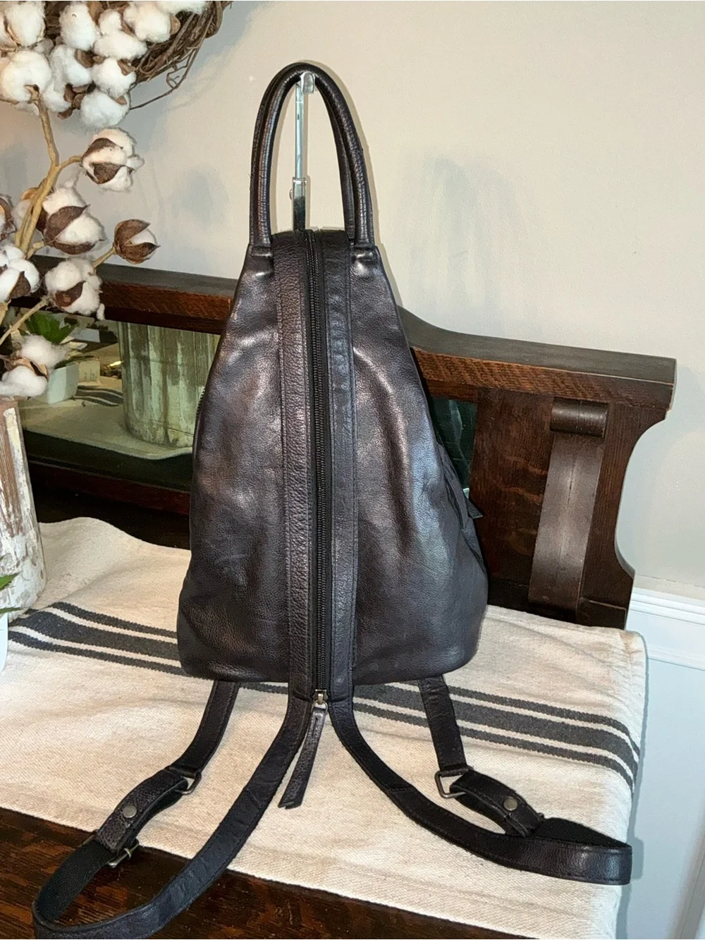 NWOT We The Free Leather Soho Convertible Sling Backpack Bag Black MSRP $128